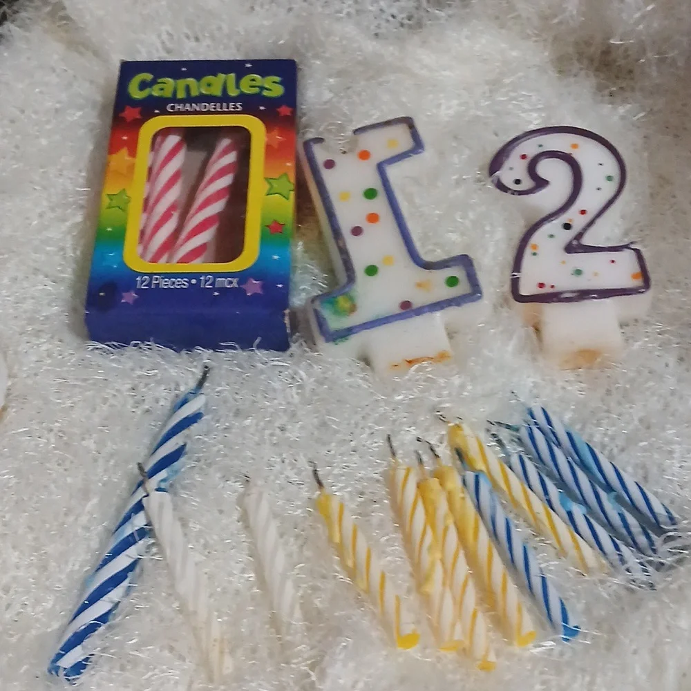 Colorful Birthday Candle Set with Number 1 and 2
